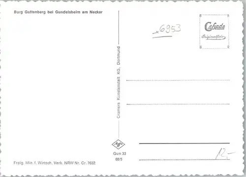 Gundelsheim Fliegeraufnahme Burg Guttenberg *