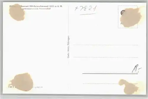 Hoechenschwand Sanatorium Sonnenhof *