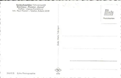 Sasbachwalden Gasthaus Pension Sonne *