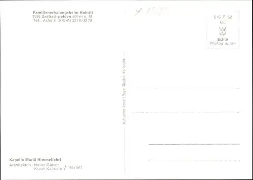 Sasbachwalden Familienerholungsheim Hohritt *