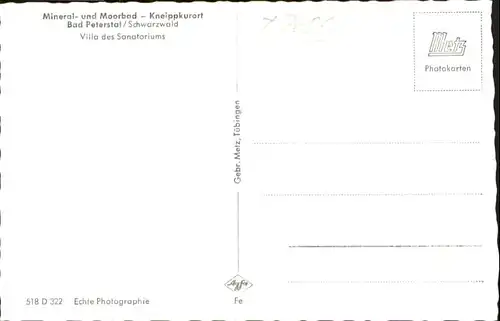 Bad Peterstal-Griesbach Bad Peterstal Villa Sanatorium * / Bad Peterstal-Griesbach /Ortenaukreis LKR
