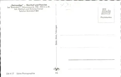 Bonndorf Schwarzwald Bonndorf Gasthof Pension Steinasaege * / Bonndorf /Waldshut LKR