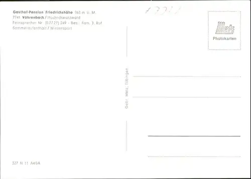 Voehrenbach Gasthof Pension Friedrichshoehe *
