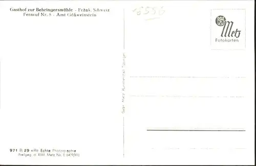 Behringersmuehle Bayerische Ostmark Fraenkische Schweiz Goessweinstein *