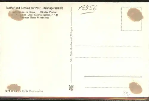 Behringersmuehle Behringersmuehle Gasthof Pension zur Post * / Goessweinstein /Forchheim LKR