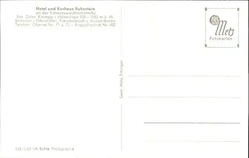 Ottenhoefen Schwarzwald Ottenhoefen Hotel Kurhaus Ruhestein * / Ottenhoefen im Schwarzwald /Ortenaukreis LKR