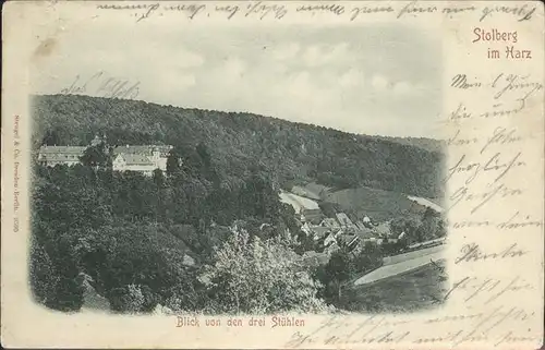 Stolberg Harz Blick v. d. drei Stuehlen Kat. Stolberg Harz