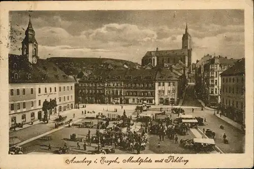 Annaberg-Buchholz Erzgebirge Annaberg Erzgebirge Marktplatz Poehlberg Kutsche Brunnen x / Annaberg /Erzgebirgskreis LKR