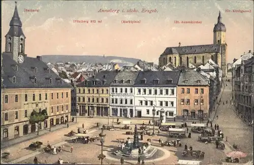 Annaberg-Buchholz Erzgebirge Marktplatz Kirchenuhr / Annaberg /Erzgebirgskreis LKR