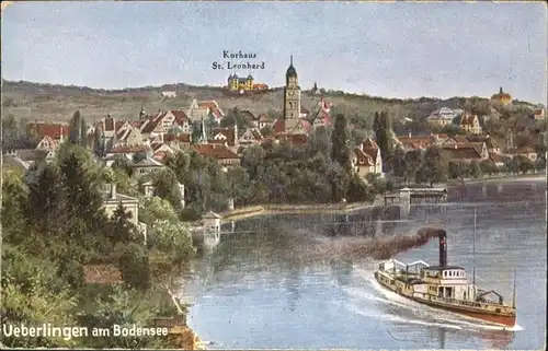 ueberlingen Bodensee Kurhaus St. Leonhard Dampfer / ueberlingen /Bodenseekreis LKR