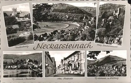 Neckarsteinach Burg Schwalbennest Rathaus Stauwehr Mittelberg  / Neckarsteinach /Bergstrasse LKR