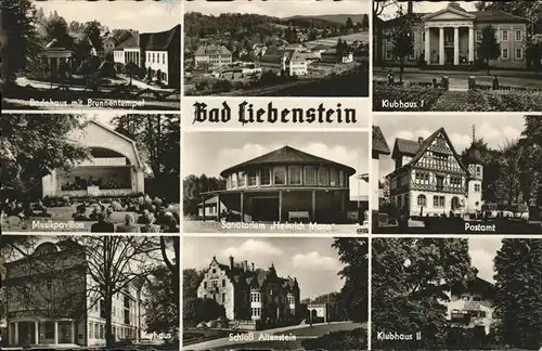 Bad Liebenstein Klubhaus Postamt Schloss Altenstein Musikpavillon Badehaus Brunnentempel / Bad Liebenstein /Wartburgkreis LKR