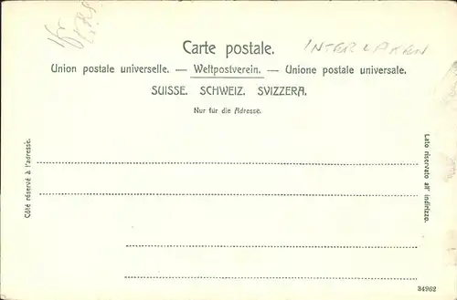 hw01258 Interlaken BE Export Kategorie. Interlaken Alte Ansichtskarten