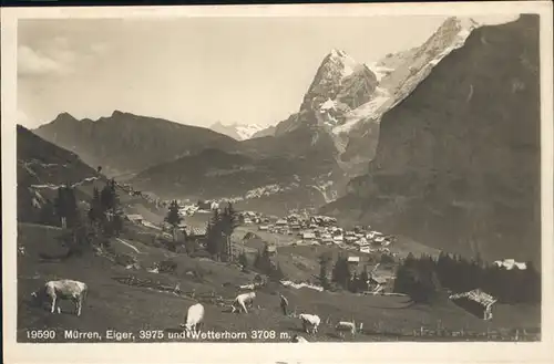 hw01393 Muerren BE Eiger Wetterhorn Panorama Kategorie. Muerren Alte Ansichtskarten