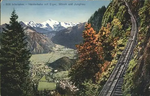 hw02483 Interlaken BE Harderbahn Eiger Moench Jungfrau Kategorie. Interlaken Alte Ansichtskarten