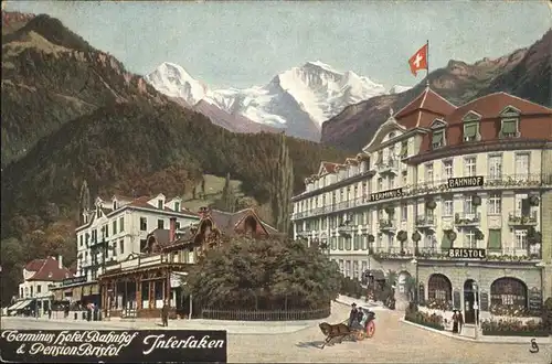 hw02735 Interlaken BE Hotel Bahnhof Pension Bristol Kutsche Kategorie. Interlaken Alte Ansichtskarten