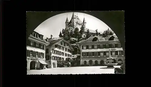 Thun Rathausplatz Schloss Brunnen Kat. Thun