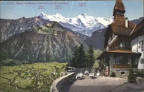 hw04272 Interlaken BE Grand Restaurant Harderkulm, Eiger, Moench, Jungfrau Kategorie. Interlaken Alte Ansichtskarten