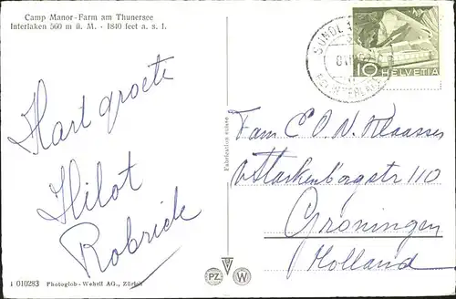hw12785 Interlaken BE Camp Manor Farm Kategorie. Interlaken Alte Ansichtskarten