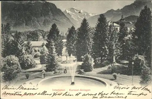 hw13086 Interlaken BE Kursaal Anlagen Springbrunnen Kategorie. Interlaken Alte Ansichtskarten