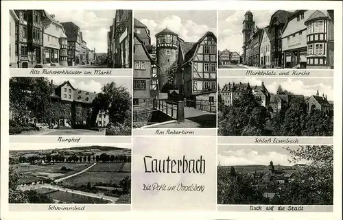 Lauterbach Schwimmbad Schloss Eisenbach Ankerturm Kat. Lauterbach (Hessen)