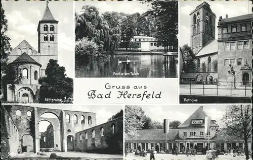 Bad Hersfeld Rathaus Teich Stiftsruine  Kat. Bad Hersfeld
