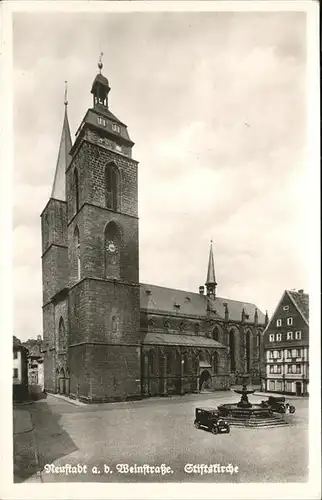 Neustadt Weinstrasse Stiftskirche Brunnen Autos Kat. Neustadt an der Weinstr.