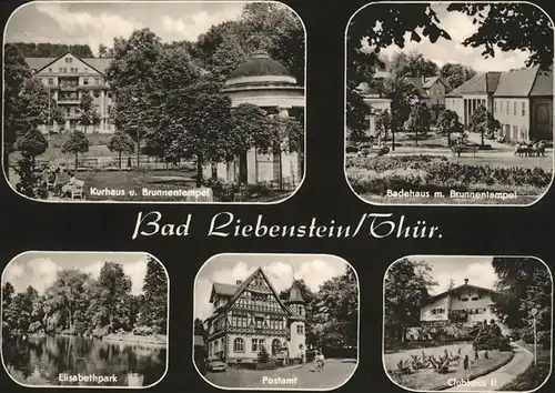 Bad Liebenstein Kurhaus Brunnentempel Elisabethpark Postamt Kat. Bad Liebenstein