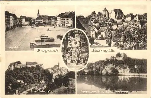 Leisnig Markt Schlossstrasse Muldenpartie Schloss Mildenstein Kat. Leisnig