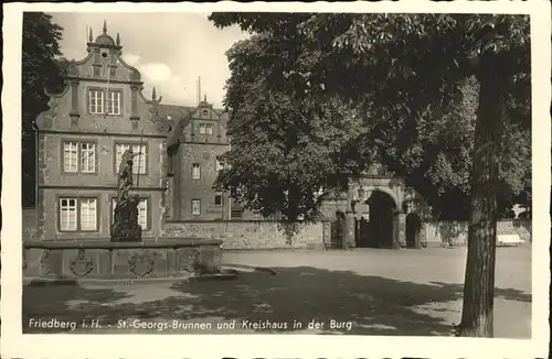 Friedberg Hessen St. Georgs Brunnen Kreishaus der Burg Kat. Friedberg (Hessen)