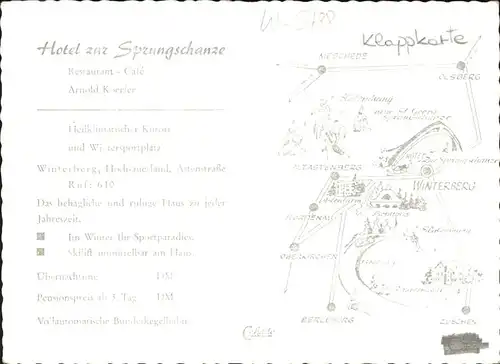 Winterberg Hotel Zur Sprungschanze Klappkarte Kat. Winterberg