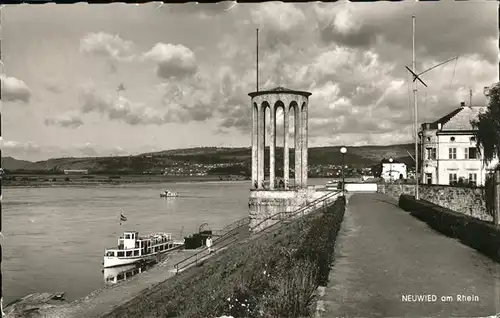 Neuwied Rhein Deichpromenade Pegelturm Faehrschiff Kat. Neuwied