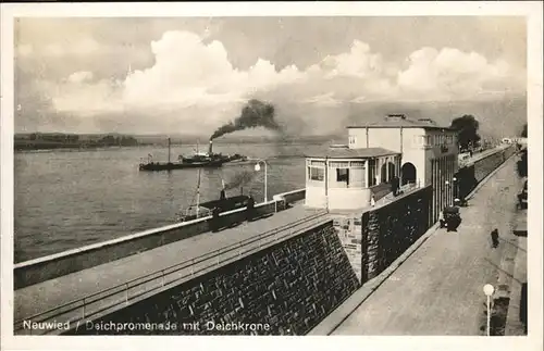 Neuwied Rhein Deichpromenade mit Deichkrone Kat. Neuwied