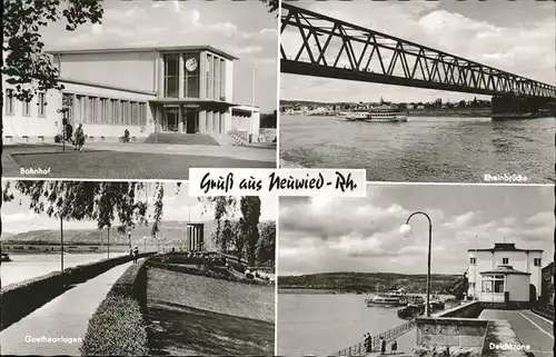 Neuwied Bahnhof Rheinbruecke Goethe Anlagen Deichkrone Rhein Kat. Neuwied