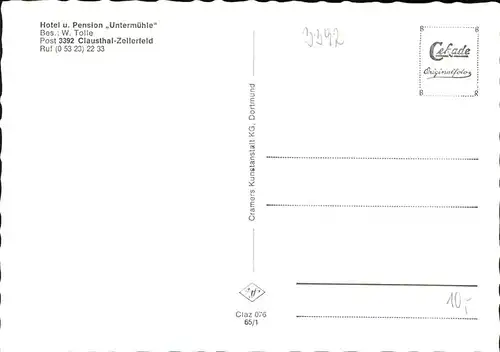 Clausthal-Zellerfeld Hotel Pension Untermuehle Kat. Clausthal-Zellerfeld