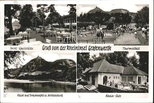 Bad Honnef Insel Grafenwerth Thermalbad Rhein Cafe Gaststaette Drachenfels Wolkenburg x