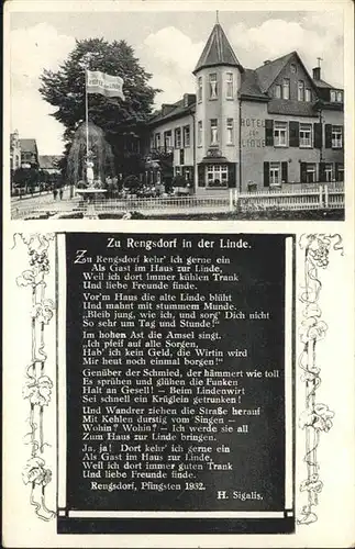 Rengsdorf Hotel zur Linde Gedicht H. Sigalis *