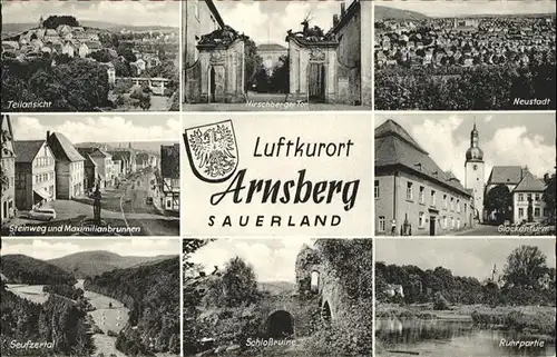 Arnsberg Westfalen Arnsberg Hirschberger Tor Glockenturm Schloss Ruine Steinweg Maximilianbrunnen x / Arnsberg /Hochsauerlandkreis LKR