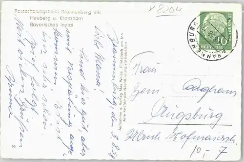 Brannenburg Posterholungsheim x 1958