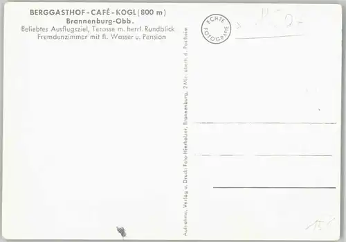 Brannenburg Brannenburg Gasthof Cafe Kogl ungelaufen ca. 1965 / Brannenburg /Rosenheim LKR