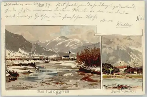 Lenggries Schloss Hohenburg Kuenstlerkarte x 1899