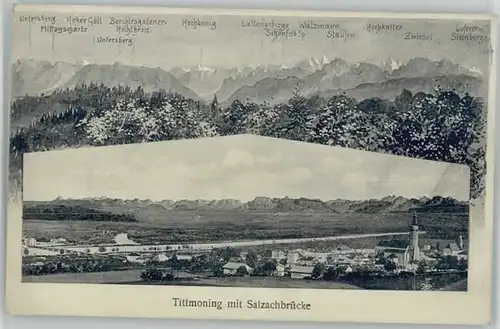 Tittmoning Salzach Tittmoning Salzachbruecke ungelaufen ca. 1920 / Tittmoning /Traunstein LKR