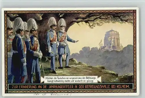 Kelheim Jahrhundertfeier Kuenstlerkarte Befreiungshalle o 1913
