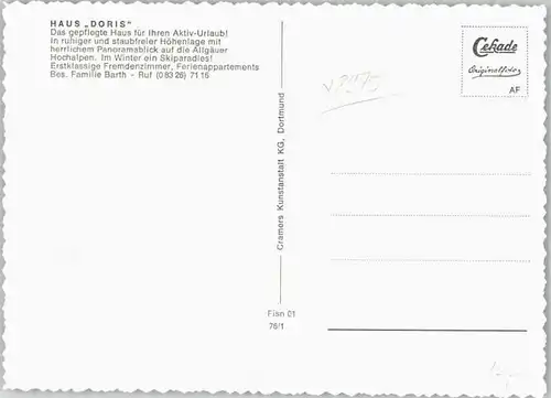 Fischen Allgaeu Haus Doris *