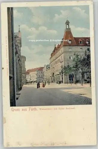 Fuerth Bayern Fuerth Bayern Weinstrasse Hotel National ungelaufen ca. 1900 / Fuerth /Fuerth LKR