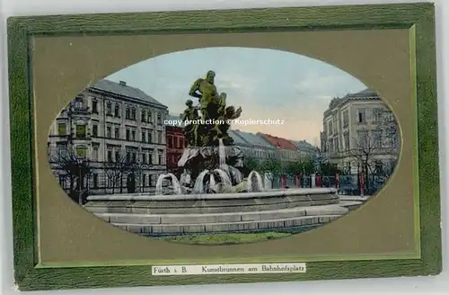 Fuerth Bayern Kunstbrunnen Bahnhofplatz x 1914