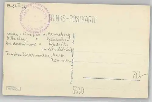 Kronach Oberfranken Veste Rosenberg * 1932