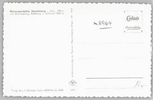 Nesselwang Fliegeraufnahme Rossberg Schlicke * 1955