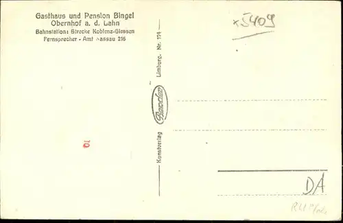 Obernhof Lahn Gasthaus Pension Bingel  / Obernhof /Rhein-Lahn-Kreis LKR