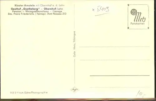 Obernhof Lahn Kloster Arnstein Gasthof Goetheberg / Obernhof /Rhein-Lahn-Kreis LKR